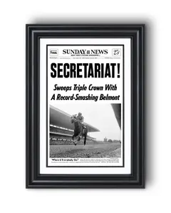1973 Belmont Stakes “SECRETARIAT” Triple Crown Winner UnFramed Front Page Newspape