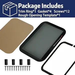 Trailer Full Open Window DOT Certified - Emergency Exit Egress Shatterproof Tempered Glass with Screen & Trim Kit, 1-1/2" Wall Fit for Teardrop Camper, Cargo Travel(30"x20")(Heat Insulation).