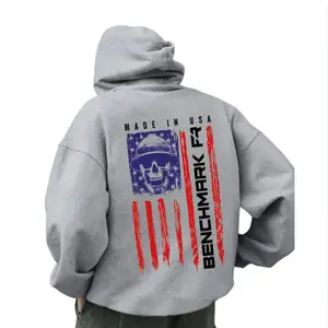 FR Benchmark Skull Flag Long Sleeve Shirt Logo Graphic Hoodie - Casual Tops for Men & Women, Cotton Fabric T-Shirt Sweatshirt and Hoodie