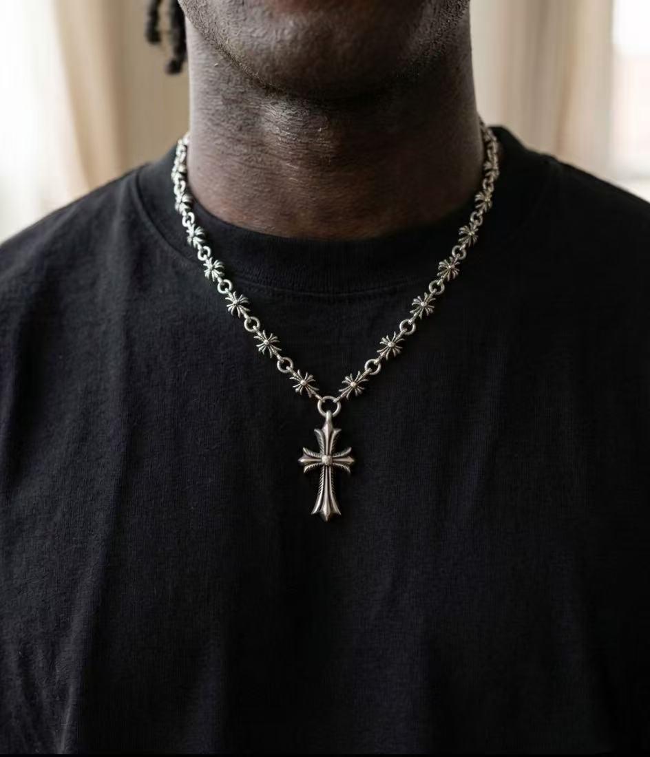 Unisex Vintage Cross Necklace | Silver Stainless Steel Chain Pendant | TikTok Trending Y2K Jewelry