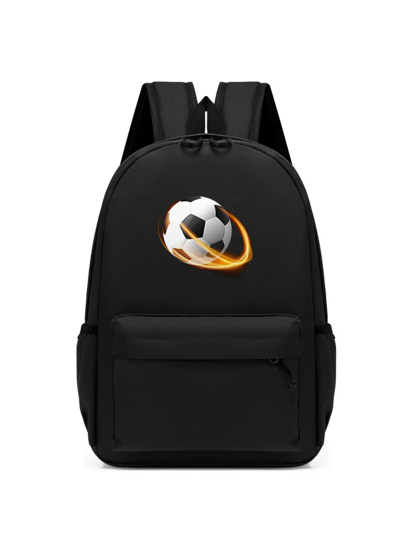 Multi-Style Football Print Backpack, Soccer Backpack - Lightweight Black Casual School Daypack for Students & Sports Enthusiasts, Multifunctional Sport Backpack