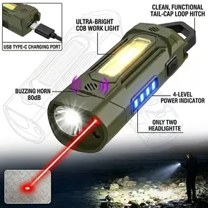 K220EDC Flashlight, 2500 Lumens Multi-Light LED Flashlight with Laser Red & UV Light, USB-C Rechargeable, Magnetic Tail Clip, Side Flood Light, Battery Indicator