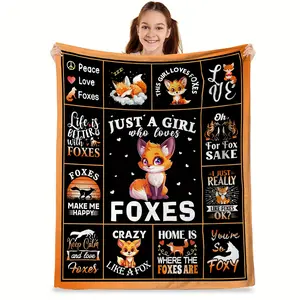 Fox Themed Twill Weave Blanket, Uncharged Polyester Non-Woven Fabric, Soft and Durable, with Hand Wash Only, for All Seasons, Ideal Gift for Fox Lovers, 40x50 inches