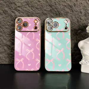 Pink Bows and Hearts Phone Case，Girly Sweet Style for iPhone 17 16 15 14 13 12 11 Plus Pro Max，Charming Gift for Her，Elegant Present a2