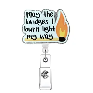 Acrylic Badge Holder, 1 Count Portable Retractable Badge Reel, ID Holder with Clip for Nurses, Doctors, Students & Office Staff, Badge Decoration