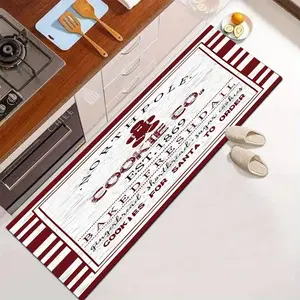 1 Piece Gingerbread Man Alphabetical Christmas Kitchen Rug in diatomite material, absorbent and non-slip, suitable for kitchen, home office, laundry room, bathroom - decorative, washable