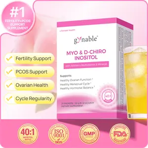 Gynable Inositol Supplement 40:1 Myo-Inositol D-Chiro-Inositol Folate women's supplements for Preparing for pregnancy,Fertility PCOS Cycle Balance PMS Hormonal Acne 20 Packets Vegan Non-GMO - Optimum Edible Dietary Vitamin Fitness Healthcare