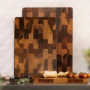 North America Black Walnut End-Grain Wood Cutting Board – 12.5×8.6×1.6″ Butcher Block | Handmade in Bali – Silky-Smooth, Knife‑Friendly, Ergonomic Grips & Non‑Slip Feet