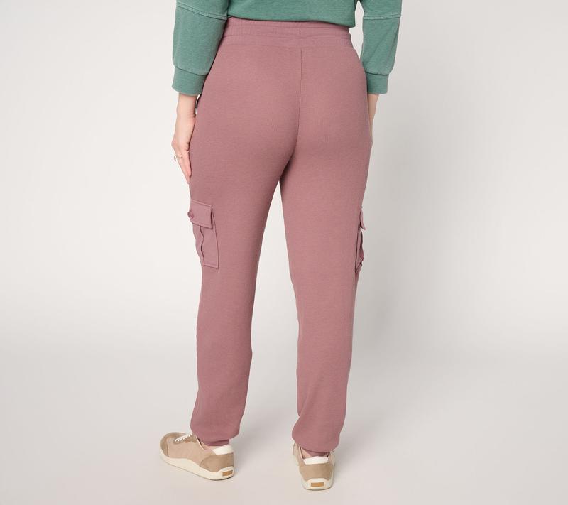 AnyBody Petite Cozy Knit Jersey & Waffle Cargo Jogger