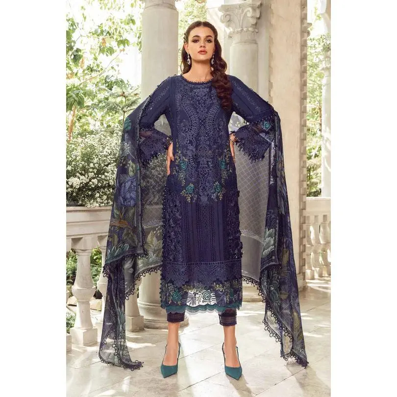 Navy Blue Lawn Suit