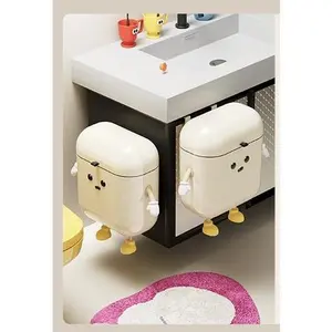 Wall Mounted Trash Can with Dual Lid - Under Sink Hanging Bin, Odor-Control Kitchen Waste Basket, Easy Install, Cute Design