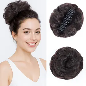 Claw Clip Messy Bun Hair Piece for women, Wavy Curly Synthetic Updo Chignon Fake Scrunchies Ponytail Extension Thick Updo Hairpieces for Women
