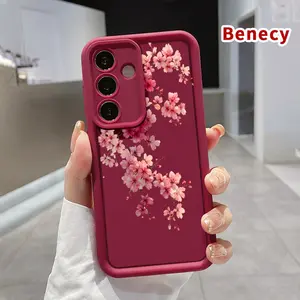 Phone Case Compatible with Samsung Galaxy S23 Ultra S24 Plus S25 S22+ Blossoming Sakura Grace Pocket-Friendly Shockproof Silicone Protective Softcase
