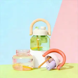 MINISO Vibrant Collection Plastic Water Bottle | With Lid & Tea Strainer, Dual-Sipping Lid, Built-in Handle for Easy Grip, Portable for Outings