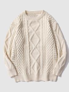 unisex men's textured round neck long sleeves sweater, loose fashion vintage casual solid color long sleeve sweater knitwear, valentine's sweater, men's clothing for daily wear, stylish menswear clothing, tops