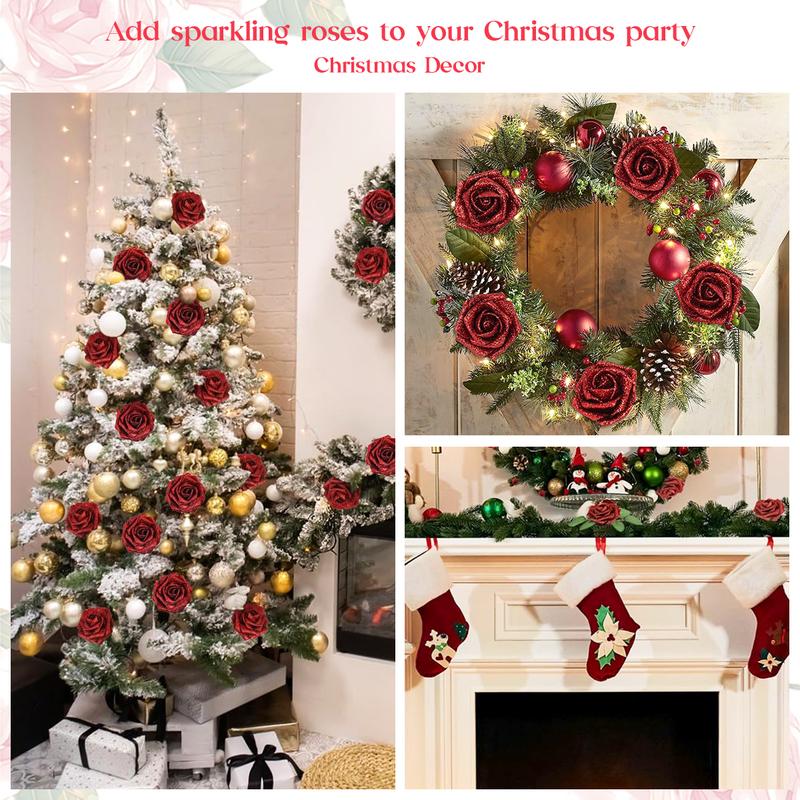 24/36 Pcs Valentine Gift Glitter Roses Bouquet Set DIY Fake Flowers Bouquet with 3D Butterflies Crowns Alphabet Stickers & Ribbons for Girlfriend Wife Mom Friend Women Gift Perfect for Valentine's Day Birthday Engagement Wedding Anniversaries Graduation