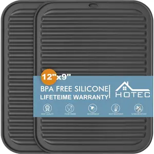 446℉ Heat Resistant BPA Free Silicone Trivets for Hot pots and Pans, for Kitchen Counter Dish Drying Mat, Set of 2 Dark Grey