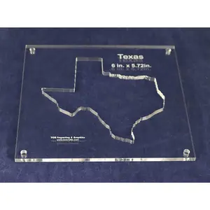 State of Texas Template Inside 6 Inch X 5.72 Inch - Clear 1/4 Inch Thick Acrylic