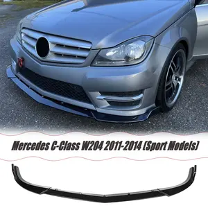 MUTUSAISI Front Bumper Lip Splitter Spoiler For Mercedes C-Class C250/ C300/ C350/ C204/ W204 2011-2014 (Sport Models Only) Gloss Black Accessories