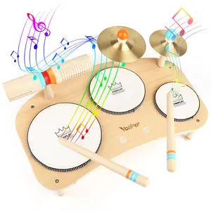 Joyreal Kids Drum Toys Set for Kids , 3 in 1 Musical Instruments Toys, Wooden Montessori Toys, 1st Christmas Birthday Gifts Ideas for Toddlers