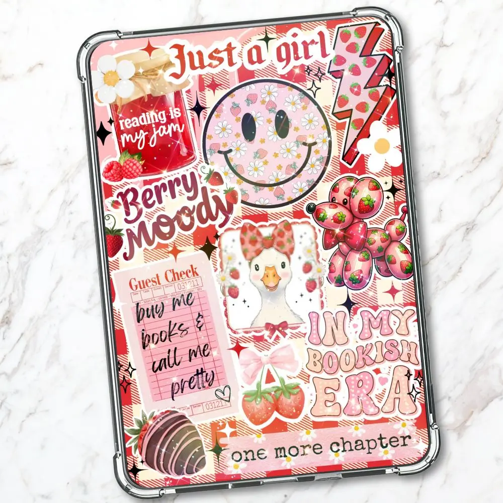 Cute Strawberry Holographic Cardstock Case Insert for Kindle | Book Lover Gift | Bookish Stickers for E-Reader | Booktok Cover Insert | Dark Romance Books | Smut Reader | Summer Vibes Stickers for Kindle Device | Choose Your Device | Strawberries