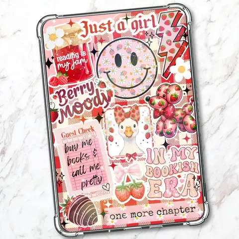 Cute Strawberry Holographic Cardstock Case Insert for Kindle | Book Lover Gift | Bookish Stickers for E-Reader | Booktok Cover Insert | Dark Romance Books | Smut Reader | Summer Vibes Stickers for Kindle Device | Choose Your Device | Strawberries