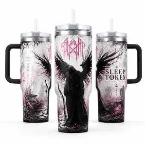Slleep T0ken Tumbler 40oz 30oz, Take Me Back To Eden Gothic Travel Mug, Dark Angel Wing Metal Band Fan Cup, Alternative Rock Fantasy Drinkware, Aesthetic Music Lover Tumbler With Handle Bottle Water Bottles