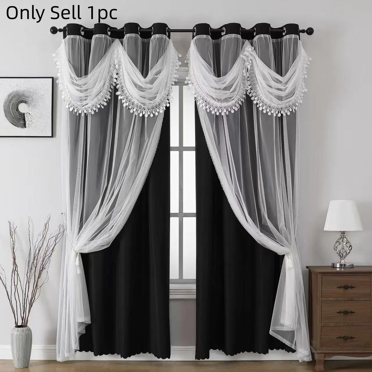 1pc Luxury European Blackout Curtain Set, 100% Light Blocking Drapes for Living Room & Bedroom, Elegant Korean Style Home Decor, Blackout Window Cover, Home Decoration Curtain, Window Curtains