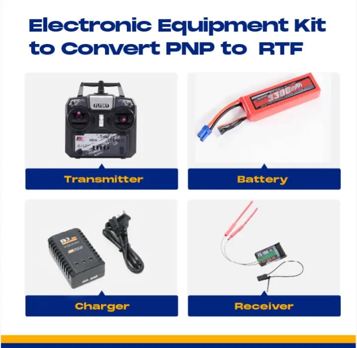PNP to RTF Conversion Electronic Equipment Kit for RC Aircraft Models, 3300mAh XT60 Plug Battery (With Cells), Receiver & Transmitter Compatible with 70mm Viper V2, 1400mm F3A