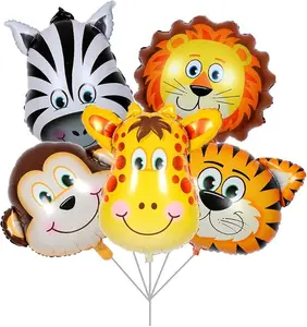5pcs 32 Inch Tiger Lion Zebra Monkey Graffe Foil Balloons Animal Balloons for Child Birthday Party Supplies Cute Baby Shower Decorations