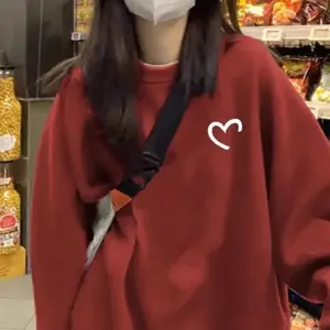 Women’s fleece-lined loose casual sweater/coat for autumn and winter, crew neck, long sleeves, suitable as a base layer