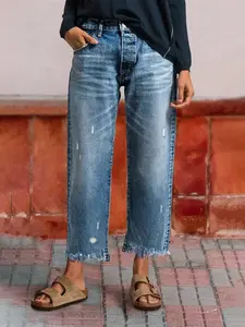 Women's Loose-Fit Denim Jeans, Casual Straight Leg Pants, All-Season Wearable, Perfect for Dating & Outdoor Activities