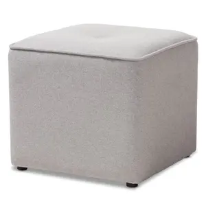 Corinne Modern and Contemporary Fabric Upholstered Ottoman Light Gray - Baxton
