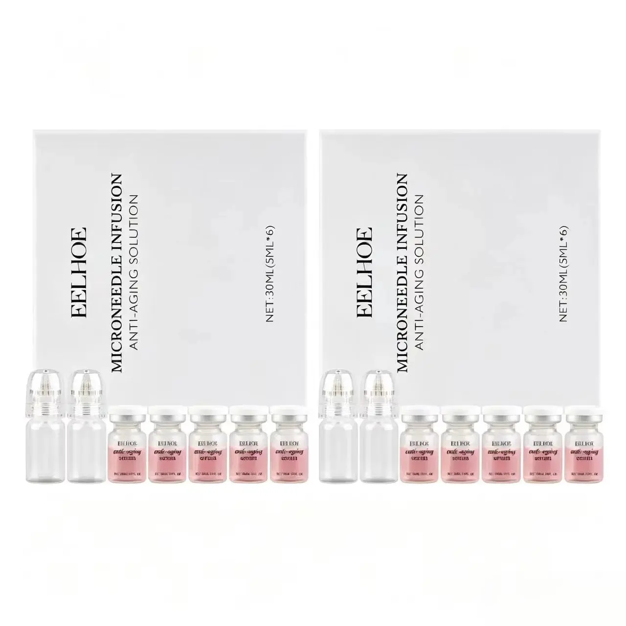 Buy 1 Get 1 Free | EELHOE Hyaluronic Acid Hydrating Microneedle Skincare Roller Set with 5ml Unscented Serums & Essences, Daily Moisturizing, Smoothing, Skin-Firming for Facial Use (2 Total Boxes)