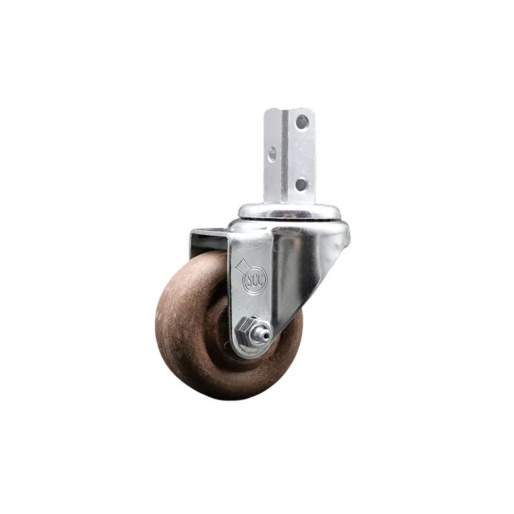 Service Caster SCC-SQ20S3514-GFNSHT-78 Swivel Square Stem Caster for Industrial Users, 3.5x1.25 in. Wheel, 0.87x2 in. Square Stem, 3x0.26 in. Bolted Mounting Holes, 350 lbs Capacity, Glass Nylon, for Flat Surfaces, High-Temp Zones, Baking