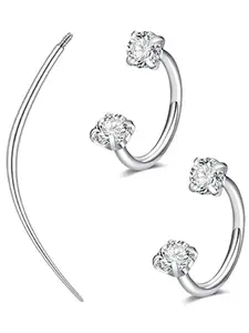 316L Stainless Steel 16G Horseshoe Nose Ring for Women Double Gem Horse Shoe Nose Ring Hoop Surgical Steel Silver Gold Cartilage Helix Pierced Ring Tragus Earring Hoops Labret Lip Piercing Jewelry Small Septum Rings Nose Rings Set