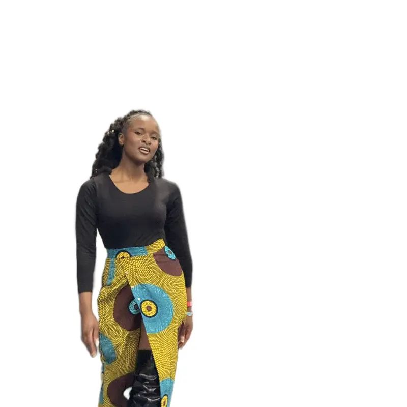 African Print Highwaist Skirt Colorful Design for Stylish Wear Women's Bottom Fashionable Bottoms