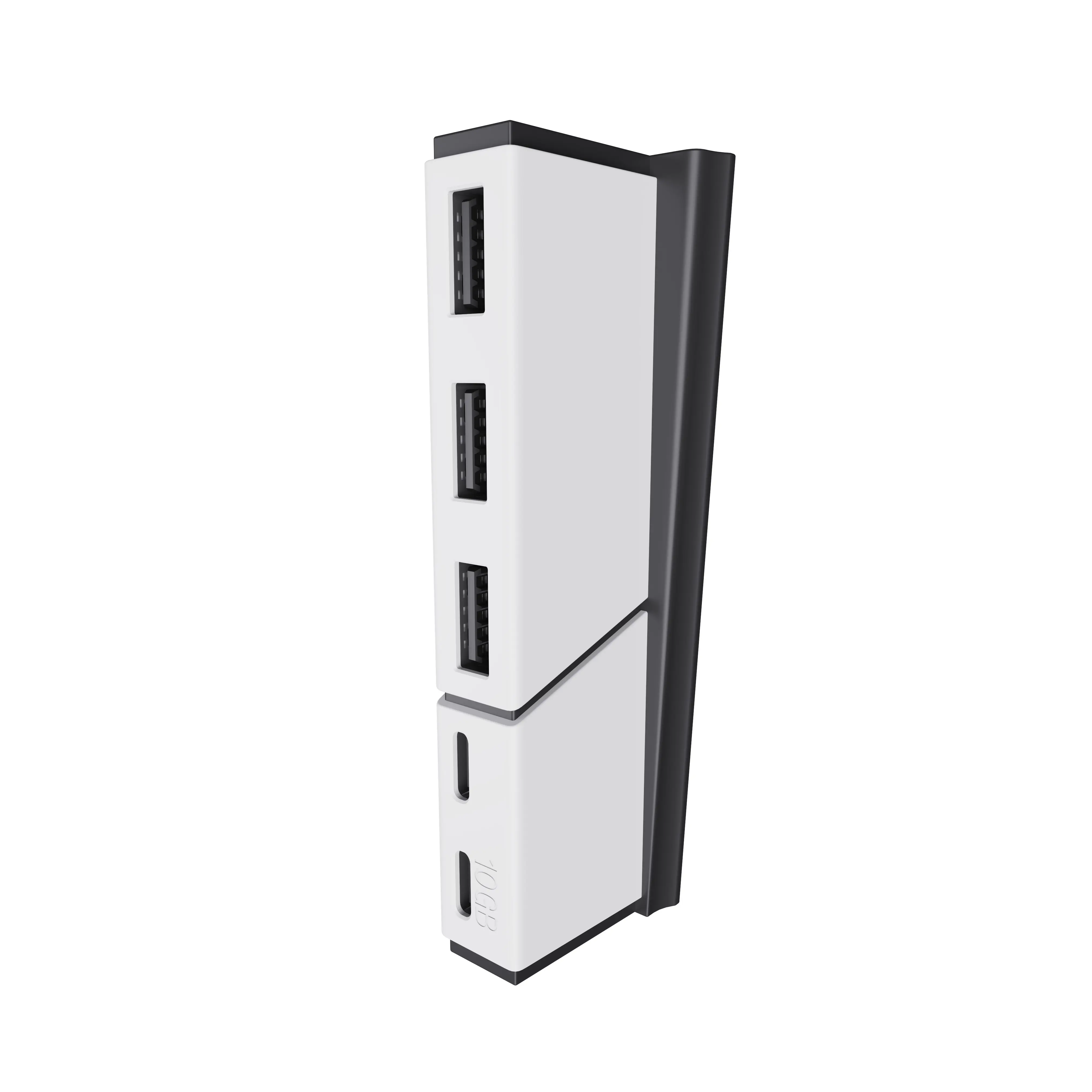 USB Expander for PS5 slim game console, retains the original high-speed interface, can be connected to the mouse, keyboard, Bluetooth adapter, steering wheel TYPE C *2 TO USB2.0*3+type c *2