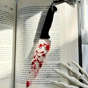 Acrylic Blood Knife Transparent Bookmark, Trendy Tassel Design, Creative Bookmarks for Novel Readers, Ideal Gift for Students