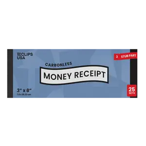 White Carbonless Receipt Books - 3 X 8 Inches, 25 Transactions (50 Sheets)