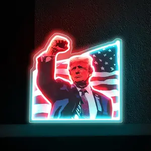 Trump Neon Light, Trump Fist Neon Sign for Wall Decor, Pop Art Neon Light for Family Office Wall Decor Aesthetic Wall Art,LED Lights Bedroom