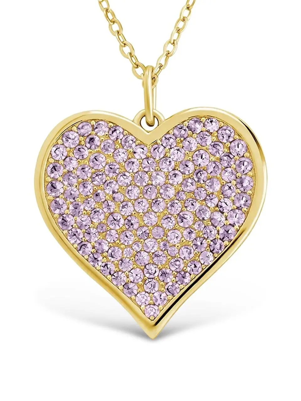 Sterling Silver Amethyst CZ Statement Heart Pendant