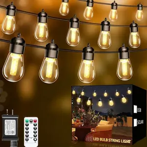 Outdoor string lights with 15 shatterproof courtyard discounts S14 retro Edison bulbs, 2700K dimmable outdoor lights, IP65 waterproof LED string lights, suitable for outdoor and courtyard lights.