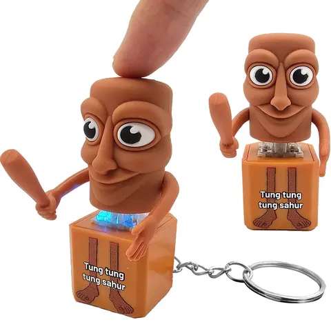 Tung Tung Tung Keyboard Sensory Fidget Keychain with Sound and LED Light, Stress Relief Keychain Toy for Adults, Fun and Relaxing Accessory