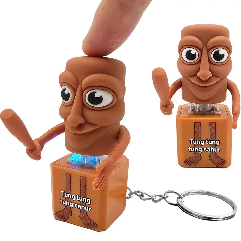 Tung Tung Tung Keyboard Sensory Fidget Keychain with Sound and LED Light, Stress Relief Keychain Toy for Adults, Fun and Relaxing Accessory