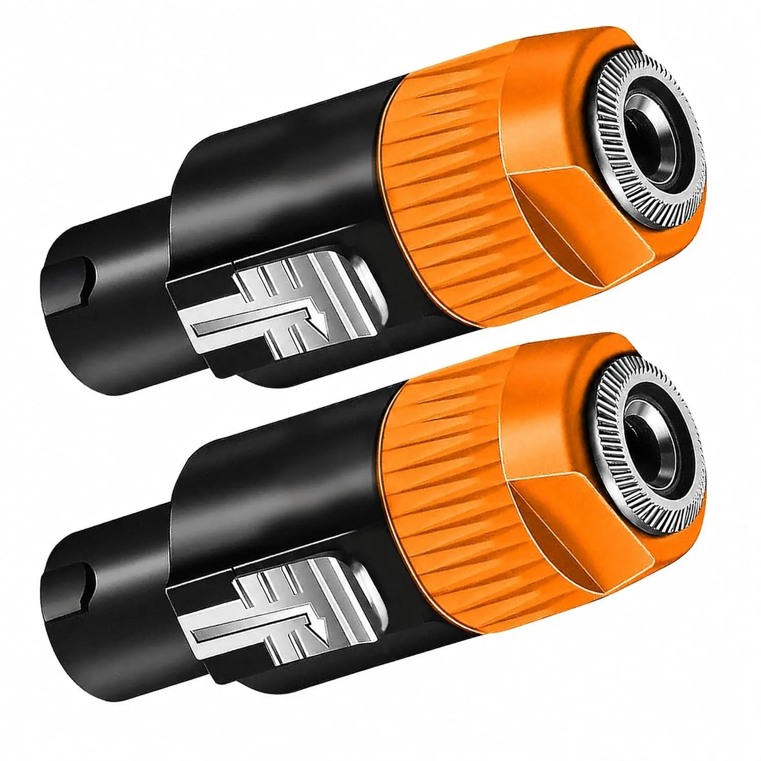 5 CORE Speakon 1/4" Female - Male Connectors Pair 4 Pole Locking SpeakON Cable Mount Connector Speak-On Connectors Speaker Amplifier (Orange)