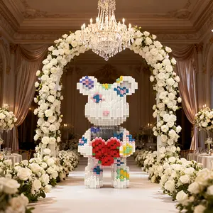 Valentine's Day Heart Bear 3D Puzzle Building Blocks Decoration, Home Office Shelf Decor, Party Tabletop Display, Perfect Gift