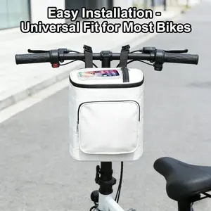 2026 New Upgraded Electric Bicycle Handlebar Bag, Large Capacity with Touch Screen Window, Compatible with Most Electric Bikes & Motorcycles, Durable Material, Outdoor Bike Storage