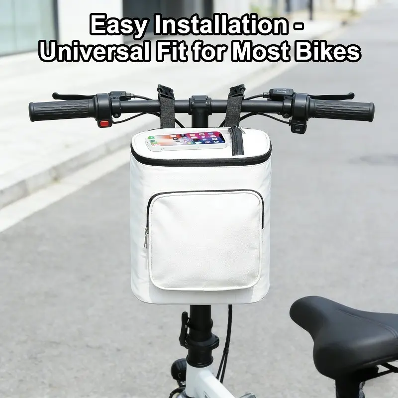 2026 New Upgraded Electric Bicycle Handlebar Bag, Large Capacity with Touch Screen Window, Compatible with Most Electric Bikes & Motorcycles, Durable Material, Outdoor Bike Storage, Bike Accessories