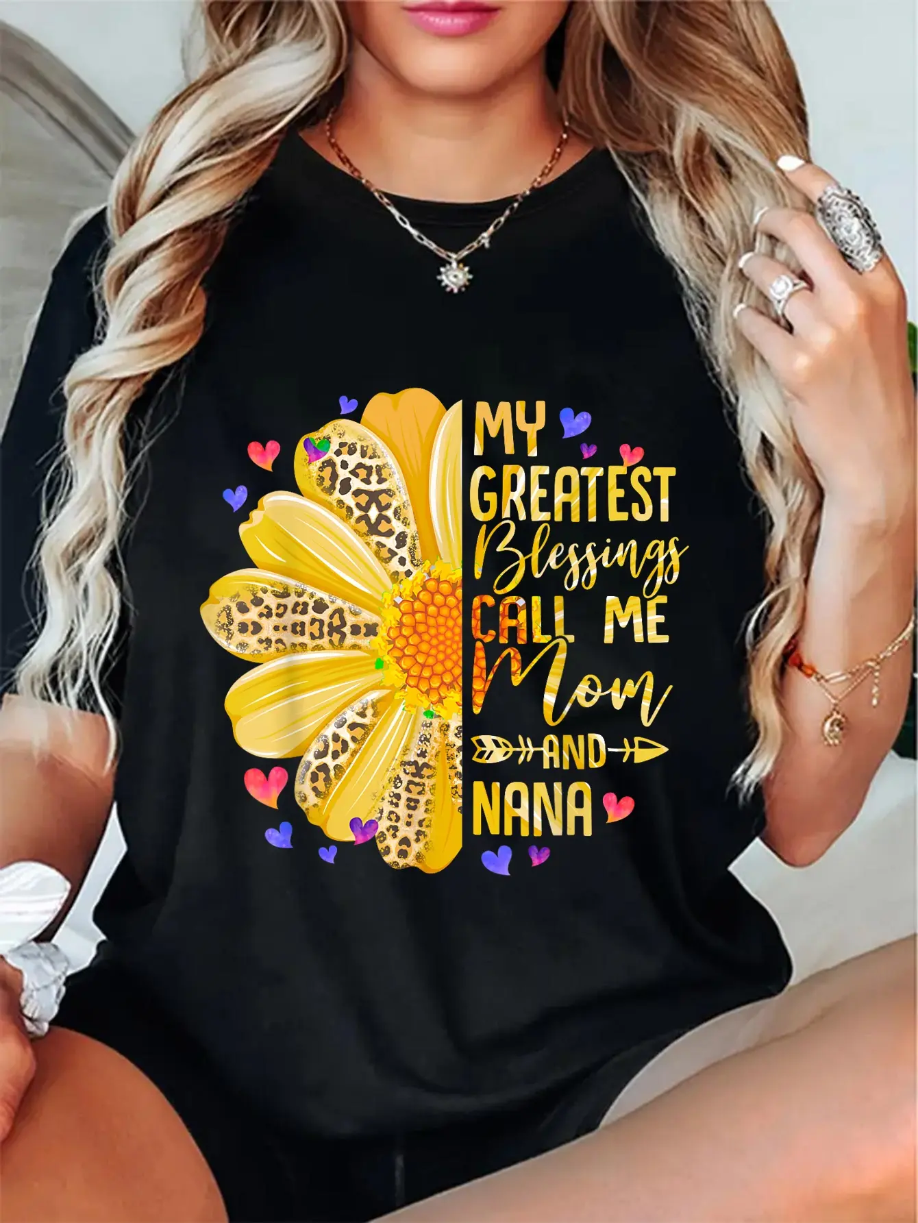 100% Cotton My Greatest Blessings Call Me Mom And NaNa Mothers Day T-Shirt